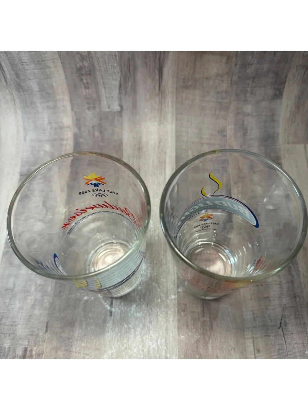 Set of 2 Budweiser 2002 Salt Lake City Winter Olympics Glasses Bud Light Beer